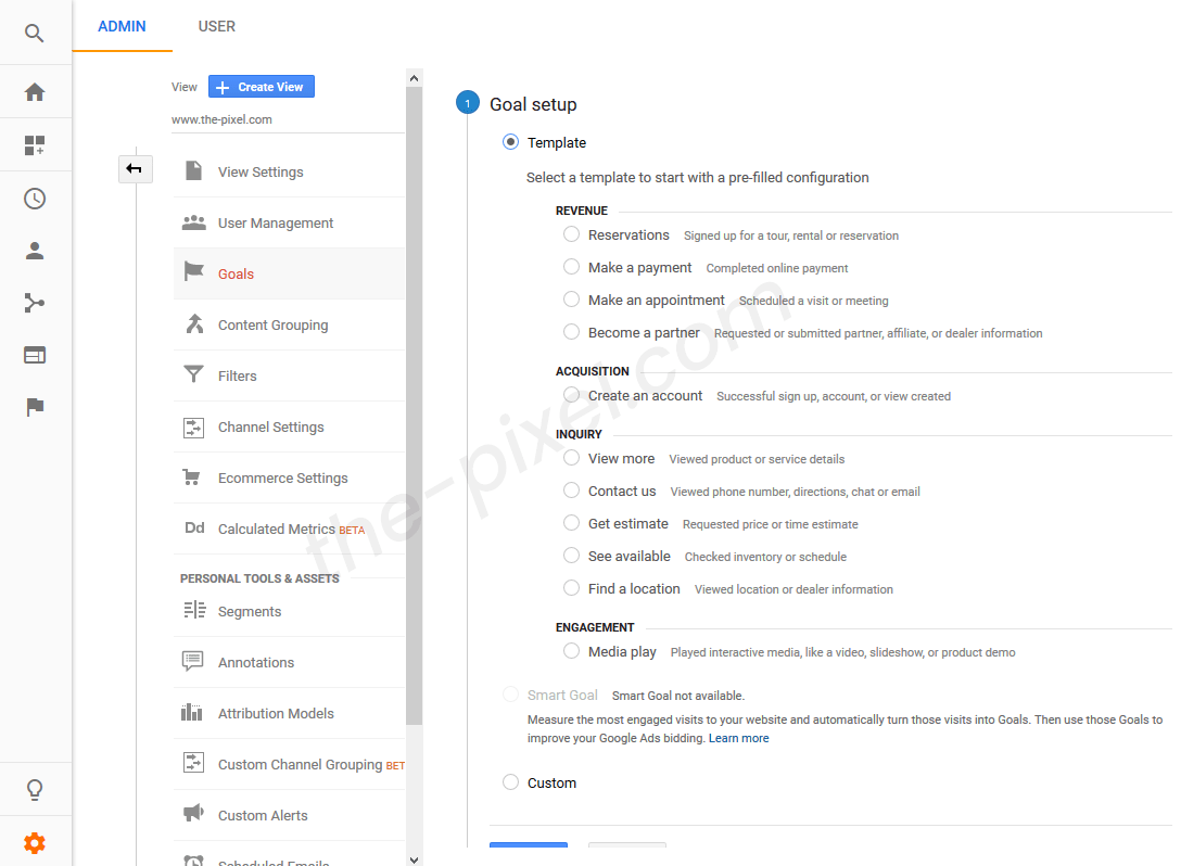 Creating New Goals in Google Analytics