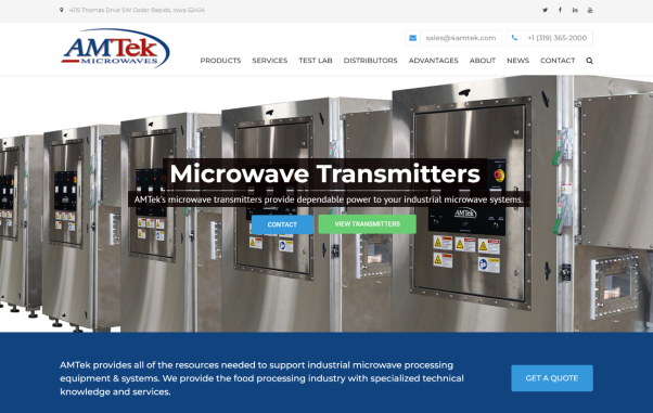 AMTek-Microwaves-website-design-desktop