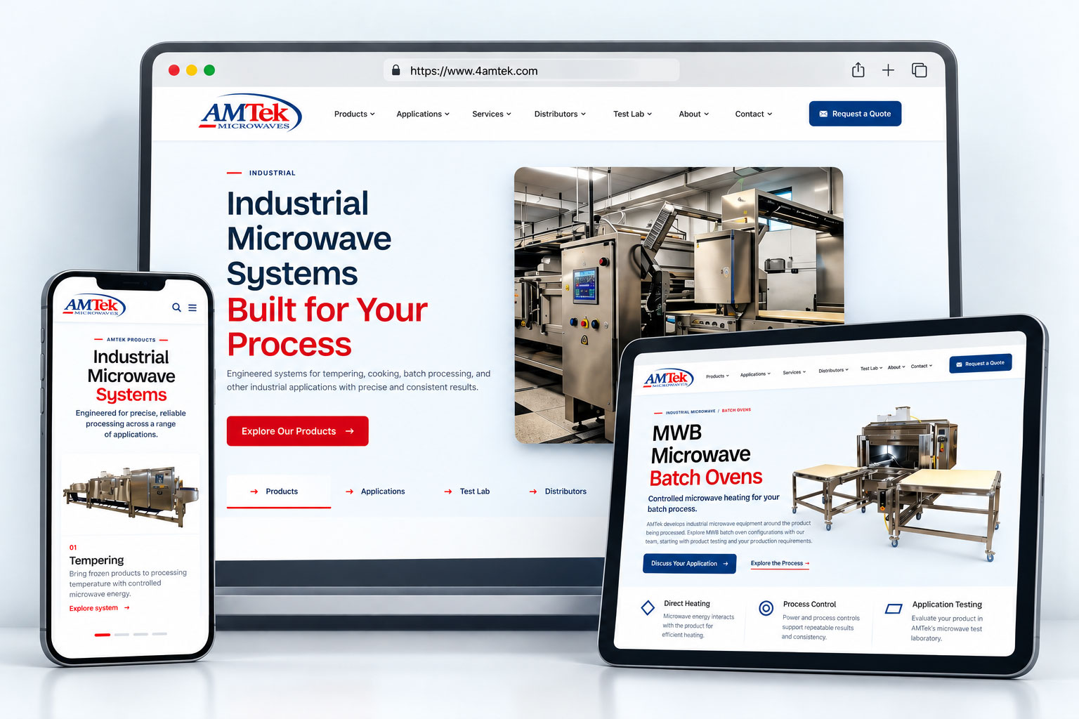 AMTek Microwaves manufacturing website redesign case study by ThePixel featuring UX design and custom WordPress development